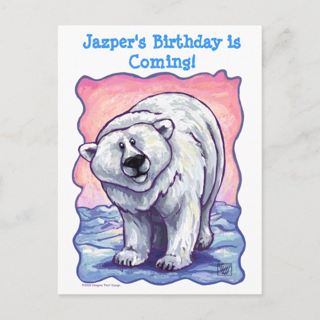 Animal Parade Polar Bear Announcement Postcard (Front)