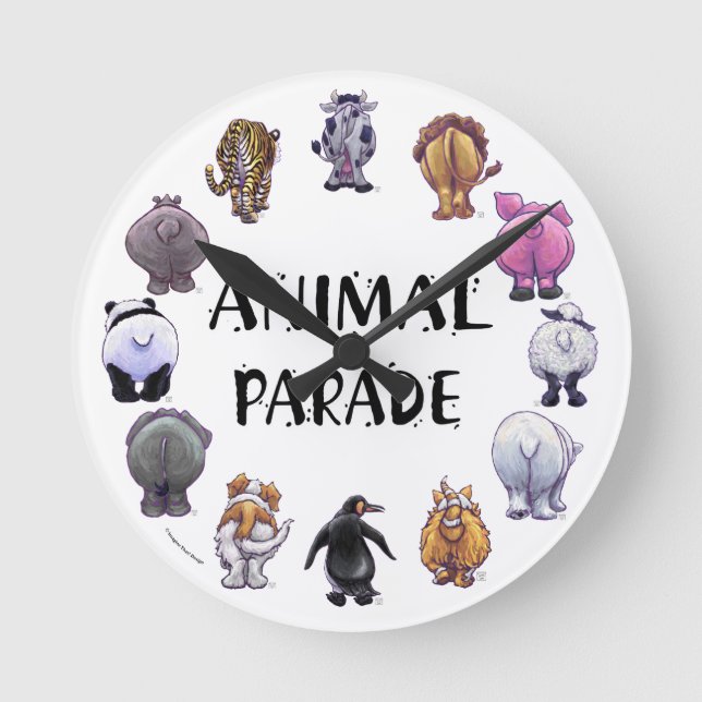 Animal Parade Round Clock (Front)