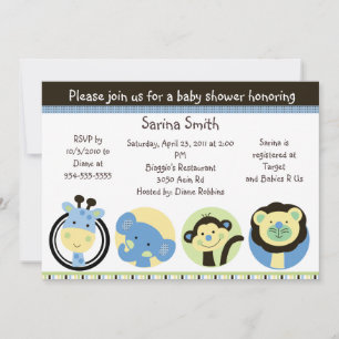 Animal Park Baby Shower Invitations