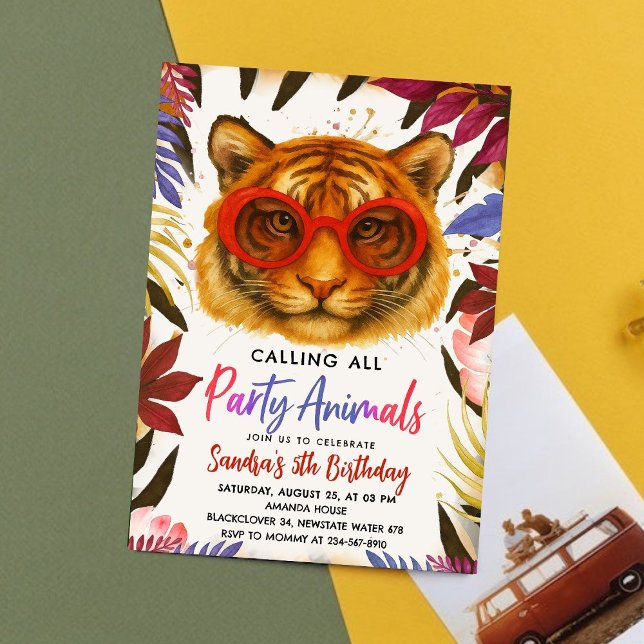 Animal Party - Tiger Birthday Party Invitation (Animal Party - Tiger Birthday Party Invitation)