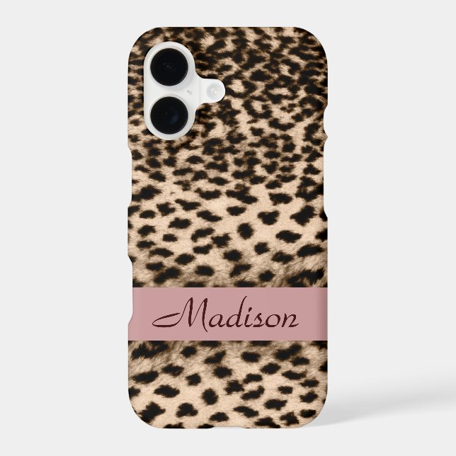Animal pattern, brown, pink, monogram (Back)