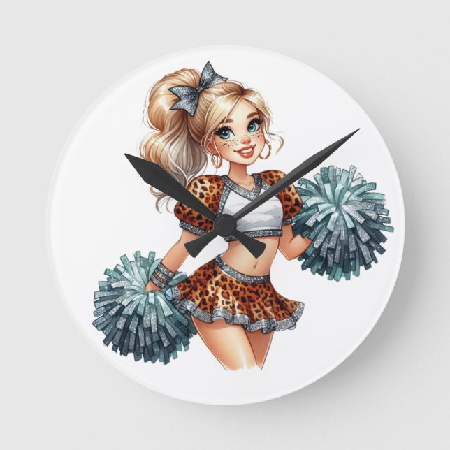 Animal Pattern Cheerleader Round Clock (Front)