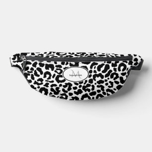 Animal Pattern Customized Name Travel Black White Bum Bags