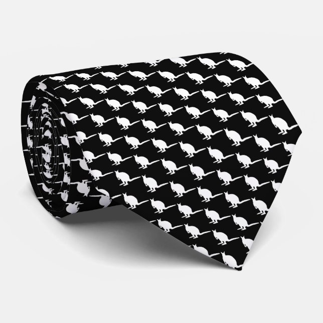 Animal Pattern. Wallabies in Black and White. Tie (Rolled)