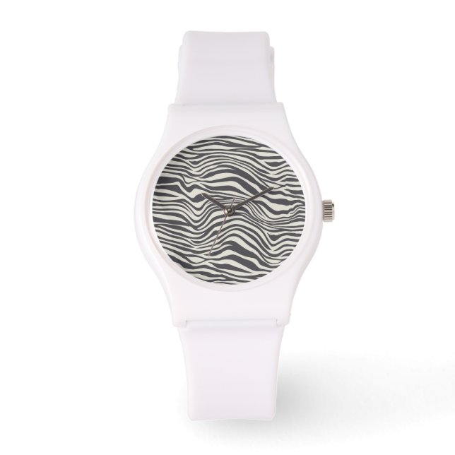 ANIMAL PATTERNED ZEBRA DESIGN WHITE WATCH (Front)