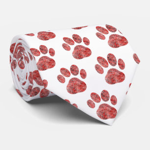 Animal Paw Cute Silhouette White Neck Tie