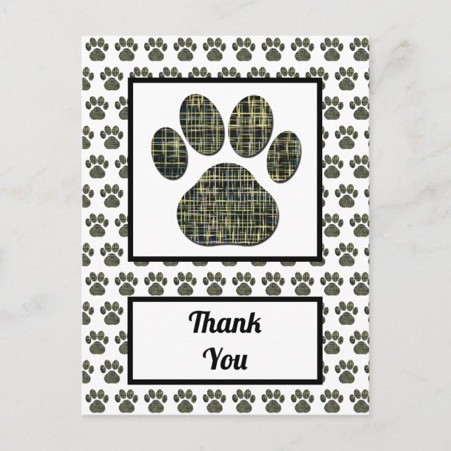 Animal Paw Dog Silhouette Thank You Postcard (Front)