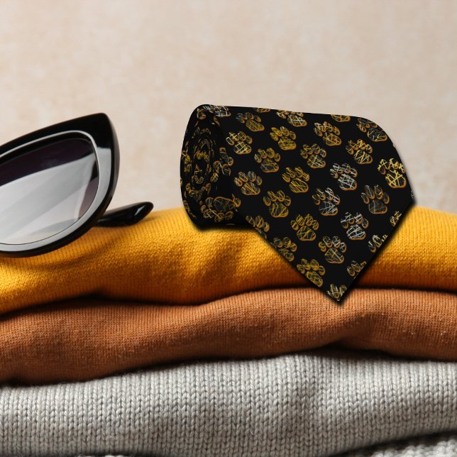 Animal Paw Pet Silhouette Halloween Black Tie (Halloween animal paw silhouette on black tie)