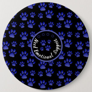 Animal paw print blue personalised  pets rescue 6 cm round badge