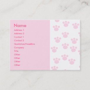 Animal Paw Print. Light Pink and White Pattern. Business Card