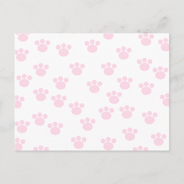 Animal Paw Print. Light Pink and White Pattern. Postcard (Front)