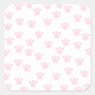 Animal Paw Print. Light Pink and White Pattern. Square Sticker