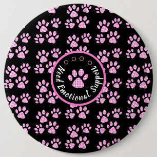 Animal paw print light pink personalised   6 cm round badge