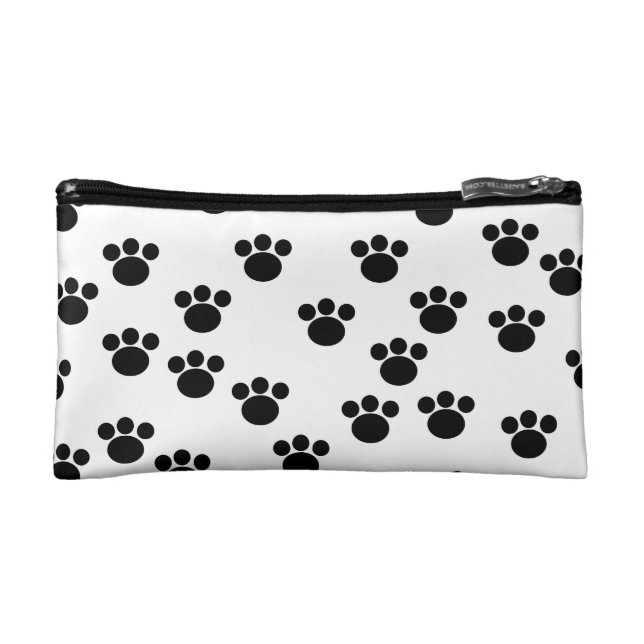 Animal Paw Print Pattern. Black and White. Makeup Bag (Front)