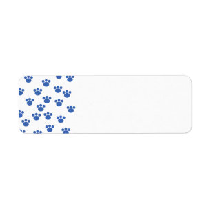 Animal Paw Print Pattern. Blue and White. Return Address Label