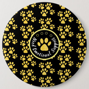 Animal paw print yellow personalised pets rescue 6 cm round badge