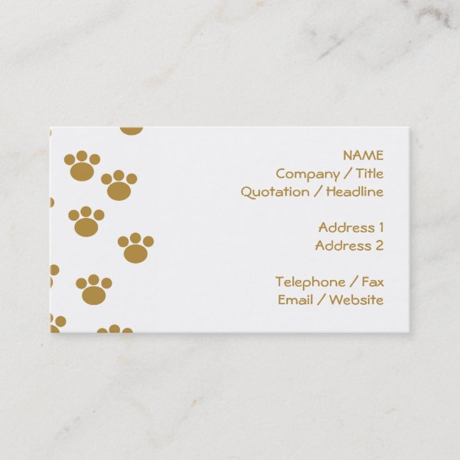 Animal Paw Prints. Brown and White Pattern. Business Card (Front)