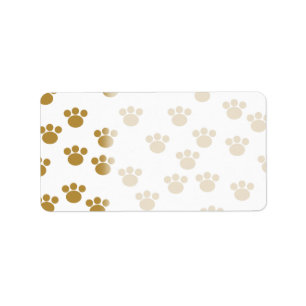 Animal Paw Prints. Brown and White Pattern. Label
