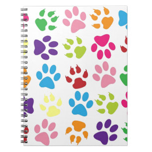 Animal Paw Prints Colourful Notebook