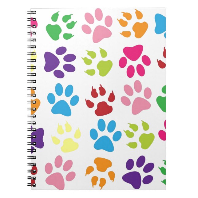 Animal Paw Prints Colourful Notebook (Front)
