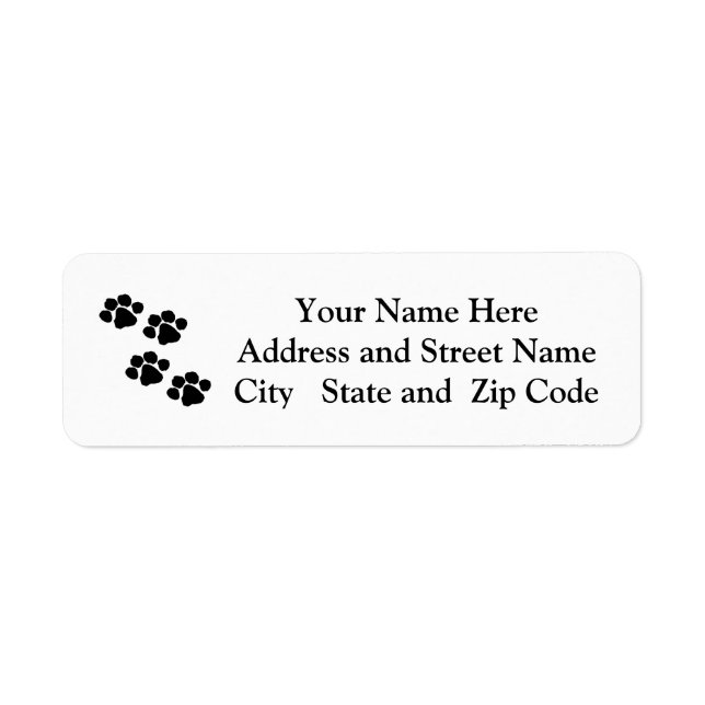 Animal Paw Prints Label Return Address Label (Front)