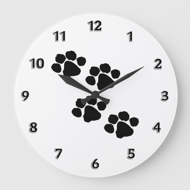 Animal Paw Prints Large Clock (Front)