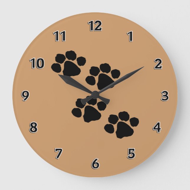 Animal Paw Prints Large Clock (Front)