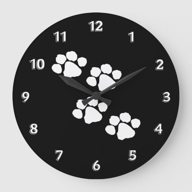 Animal Paw Prints Large Clock (Front)