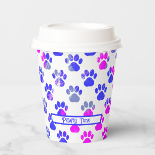 Animal Paw Silhouette Blue Pink Pawty Paper Cups
