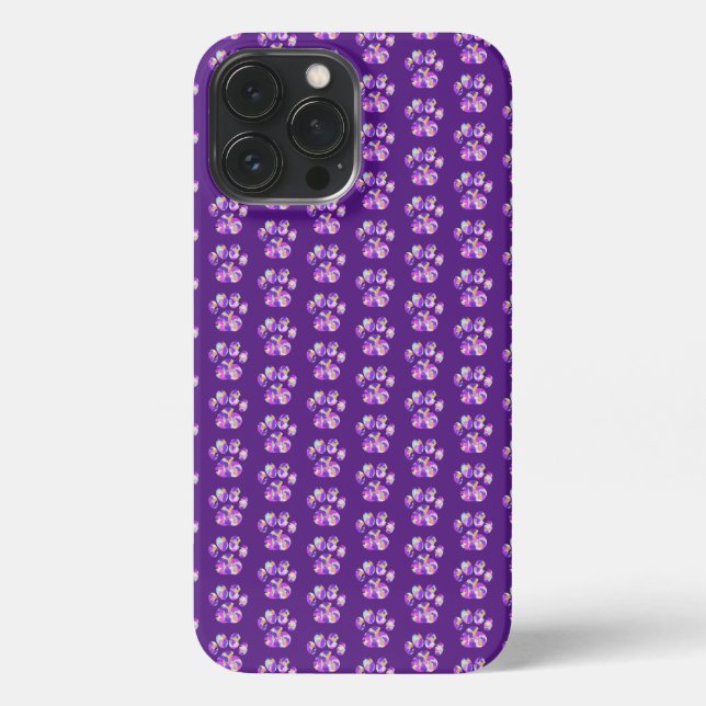 Animal Paw Silhouette Purple Pink on Purple iPhone Case (Back)