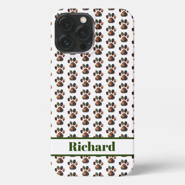 Animal Paw Silhouette Thanksgiving Custom White iPhone Case (Back)