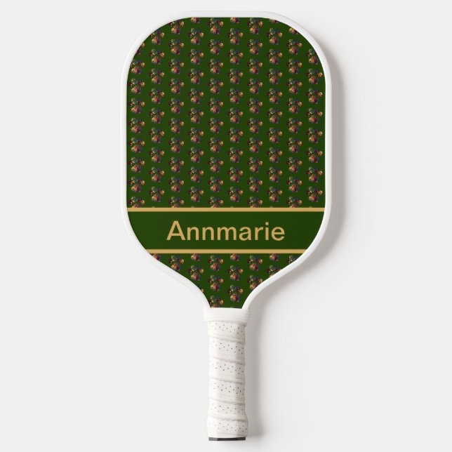 Animal Paw Silhouette Thanksgiving Green Custom Pickleball Paddle (Front)