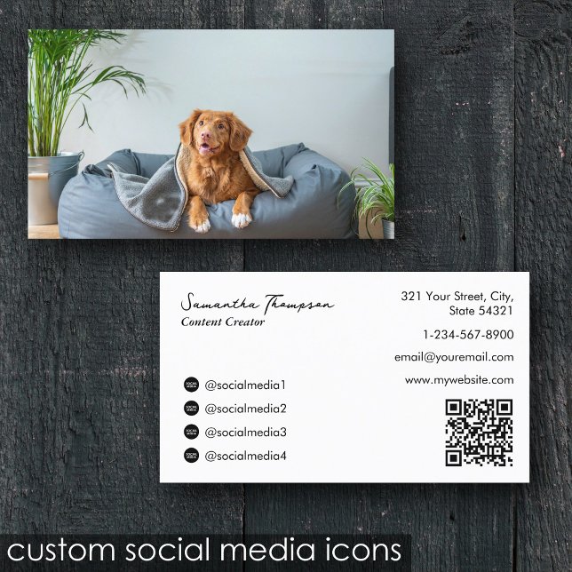 Animal Pet Influencer Full Photo QR Code Business Card (Animal Pet Influencer Full Photo QR Code Business Card)