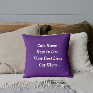 Animal Pet Lover DIY Cat Mum Quote On Royal Purple Cushion