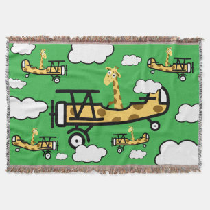 Animal Pilot Nursery Art Throw Blanket