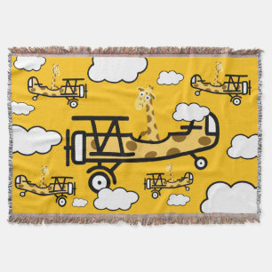 Animal Pilot Nursery Art Throw Blanket
