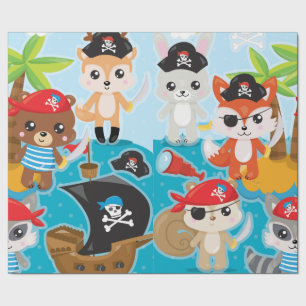 Animal Pirate Wrapping Paper