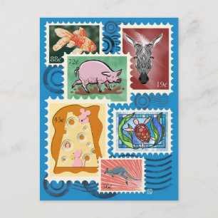 Animal Postage Stamps Postcards