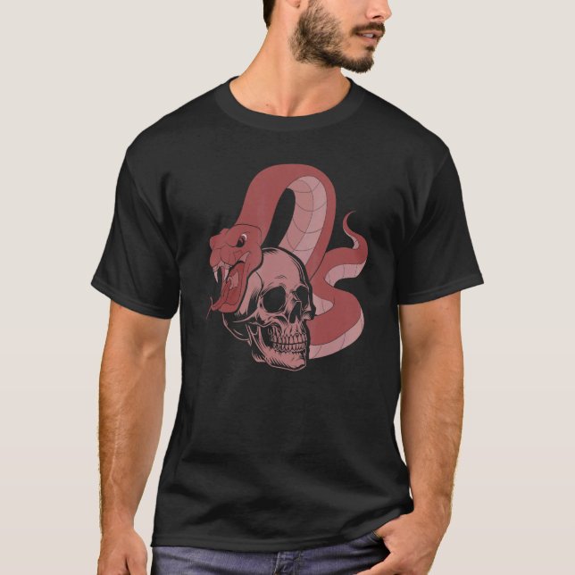 Animal   Predator Reptile Keeper Skull Pet Snake T-Shirt (Front)