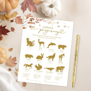 Animal Pregnancy Fall Baby Shower Game Invitation