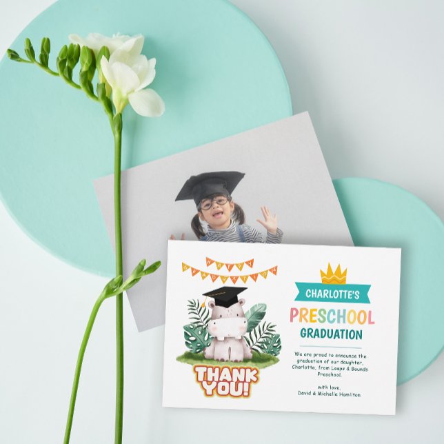 Animal Preschool Photo Graduation Thank You Card (Animal Preschool Photo Graduation Thank You Card)