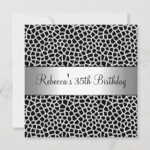 Animal Print 35th Elegant Birthday Party Invitation