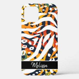 Animal Print Abstract Pattern Personalised Name iPhone 12 Case