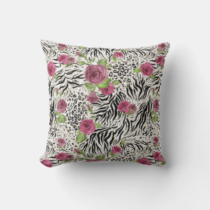 Animal Print and Roses Cushion