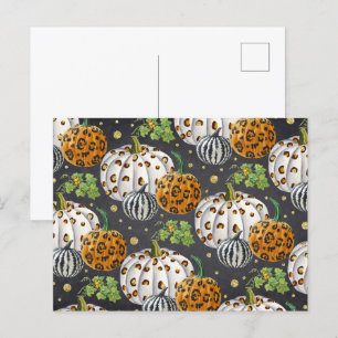 Animal Print Autumn Pumpkins Postcard