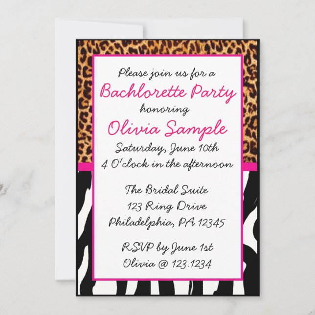 Animal Print Bachlorette Invitation (Front)