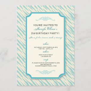 Animal Print Birthday Party Invitation (aqua)