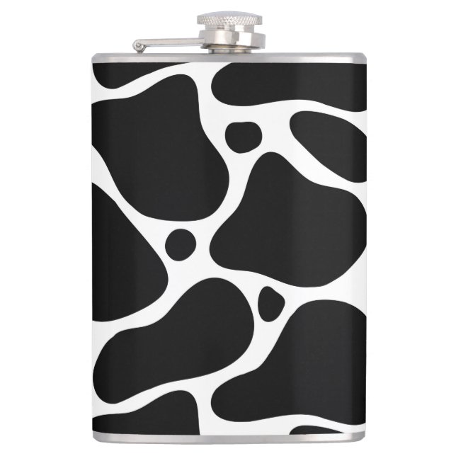 Animal print-black and white giraffe pattern therm hip flask (Front)