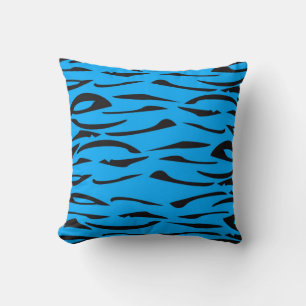 Animal Print Blue and Black Cushion