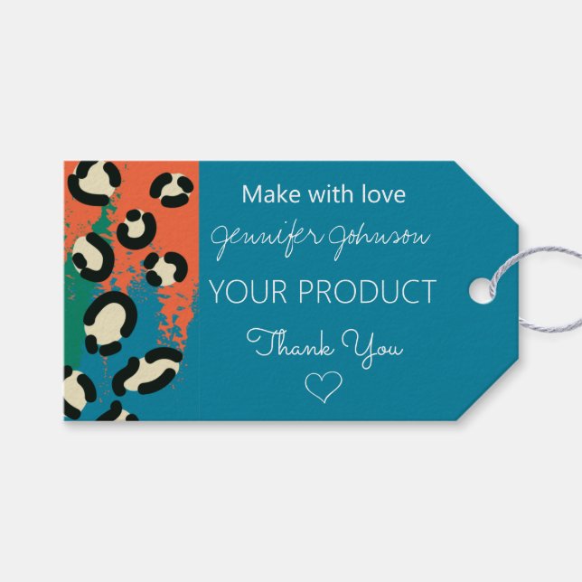 Animal Print Blue Colourful Gift Tags (Front (Horizontal))